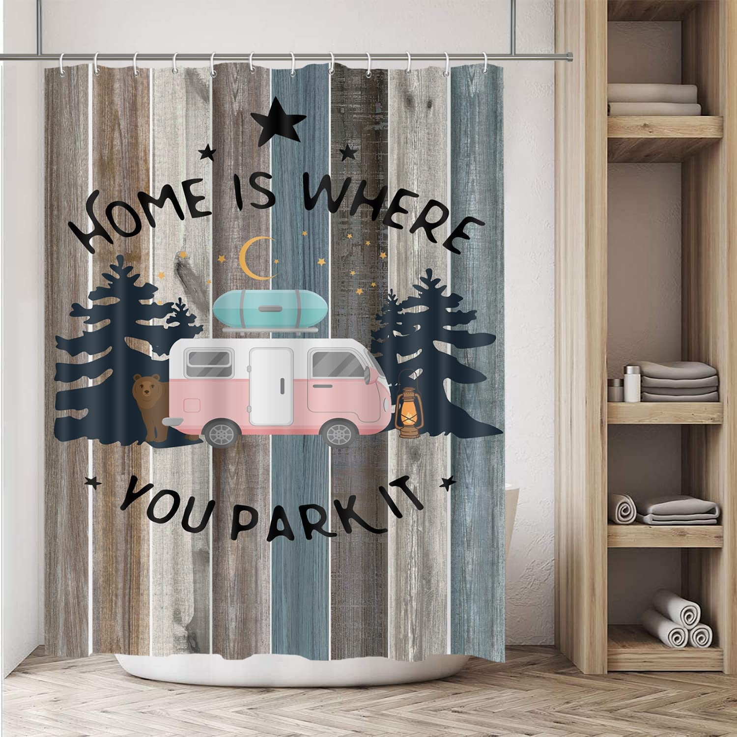 RV Shower Curtain for Camper 72x72 Inch Camping Shower Curtain for