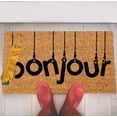 thumbnail image 6 of Sheltered Rectangle Coir Door Mat -Bonjour- Non Slip Backing Natural- Black 24x16, 6 of 9