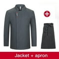 thumbnail image 3 of 2Pcs Set Men Long Sleeve Chef Uniform Restaurant Chef Jacket with Apron Cook Coat Chef T-shirt Work Uniform Waiter Hotel Clothes, 3 of 6