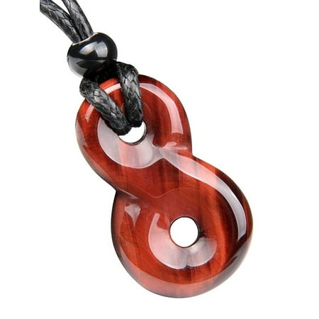 - Infinity Magic Powers Knot Lucky Charm Evil Eye Protection Amulet Red Tiger Eye Gemstone Pendant Necklace