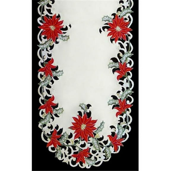 Sinobrite H7795 Red Poinsettia Square Table-Topper- 36 x 36 in.