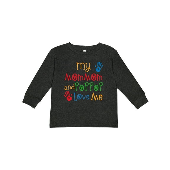 Inktastic Mommom and Poppop Love Me Boys or Girls Long Sleeve Toddler T-Shirt