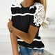 thumbnail image 2 of Camisas de Manga Corta para las Mujeres Impresión Cuello Redondo Suéter Encaje Camisa, Blusa de Verano Casual para las Mujeres, 2 of 5