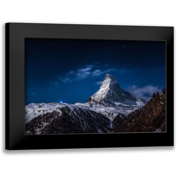Gonzalez Vera, Jesus 14x11 Black Modern Framed Museum Art Print Titled - Full Moon At Matterhorn