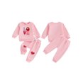 thumbnail image 2 of BemeyourBBs Toddler Baby Girl Valentines Day Outfits Long Sleeve Heart Letter Sweatshirt Pocket Pants Set Fall Winter Spring Clothes, 2 of 9