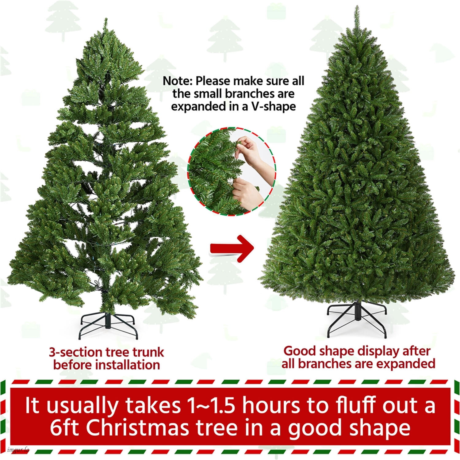 Alden Design 6FT Ultra-Thick Artificial Christmas Tree with Foldable Stand and 1614 Tips,Green