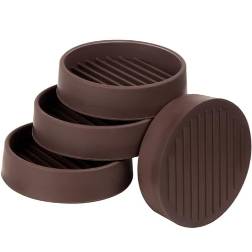 Non Slip Furniture Pads,3"x3" Round Rubber Furniture Caster Cups Anti-Sliding Bed Stopper,Anti Grippers Floor Protectors for Furniture Bed,Couch,Chair Leg(Brown,4 Pack)