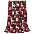 thumbnail image 2 of Pofeuu Plaid Reindeer Snowflakes Print Ultra-Soft Micro Fleece Blanket,for Bed Or Sofa,All Season Throw Blankets Flannel Blanket-40"x30", 2 of 7