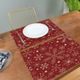 thumbnail image 5 of Christmas Snowflakes On Dark Red Placemats, Washable Table Place Mats for Kitchen Dining Home Table Decoration 12 x 18 inches,Set of 6, 5 of 6