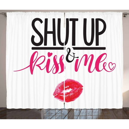Love Curtains 2 Panels Set Shut Up And Kiss Me Hand Lettering