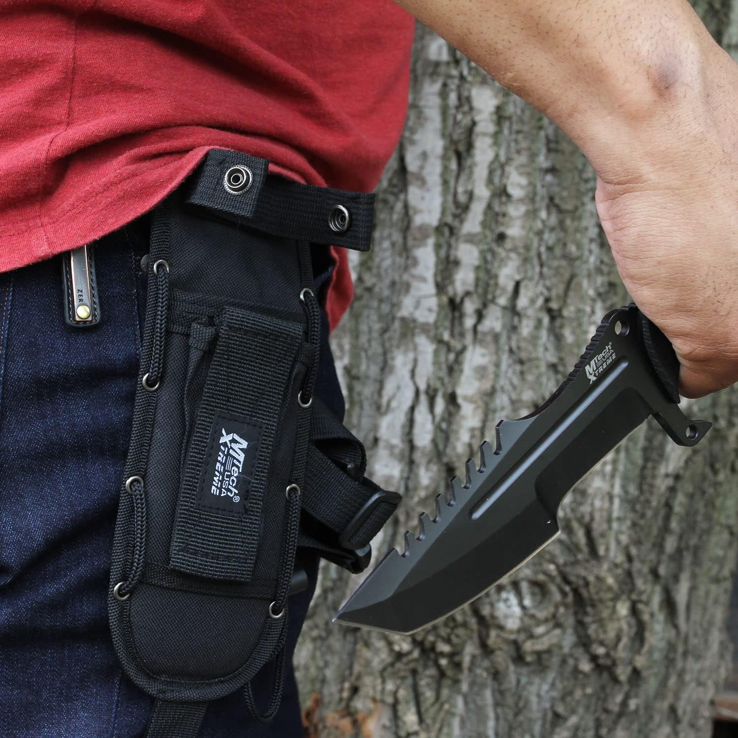 M-Tech USA Extreme Stealth Black Finished Fixed Blade, G10 Handle for Superior Grip, Nylon Sheath Included