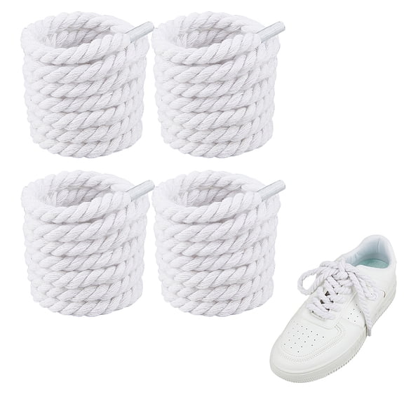 4 Pairs Thick Rope Shoelaces 8mm Width Round Shoelace Cotton Shoestring Replacement Shoe Laces Chunky Shoe LaceDIY