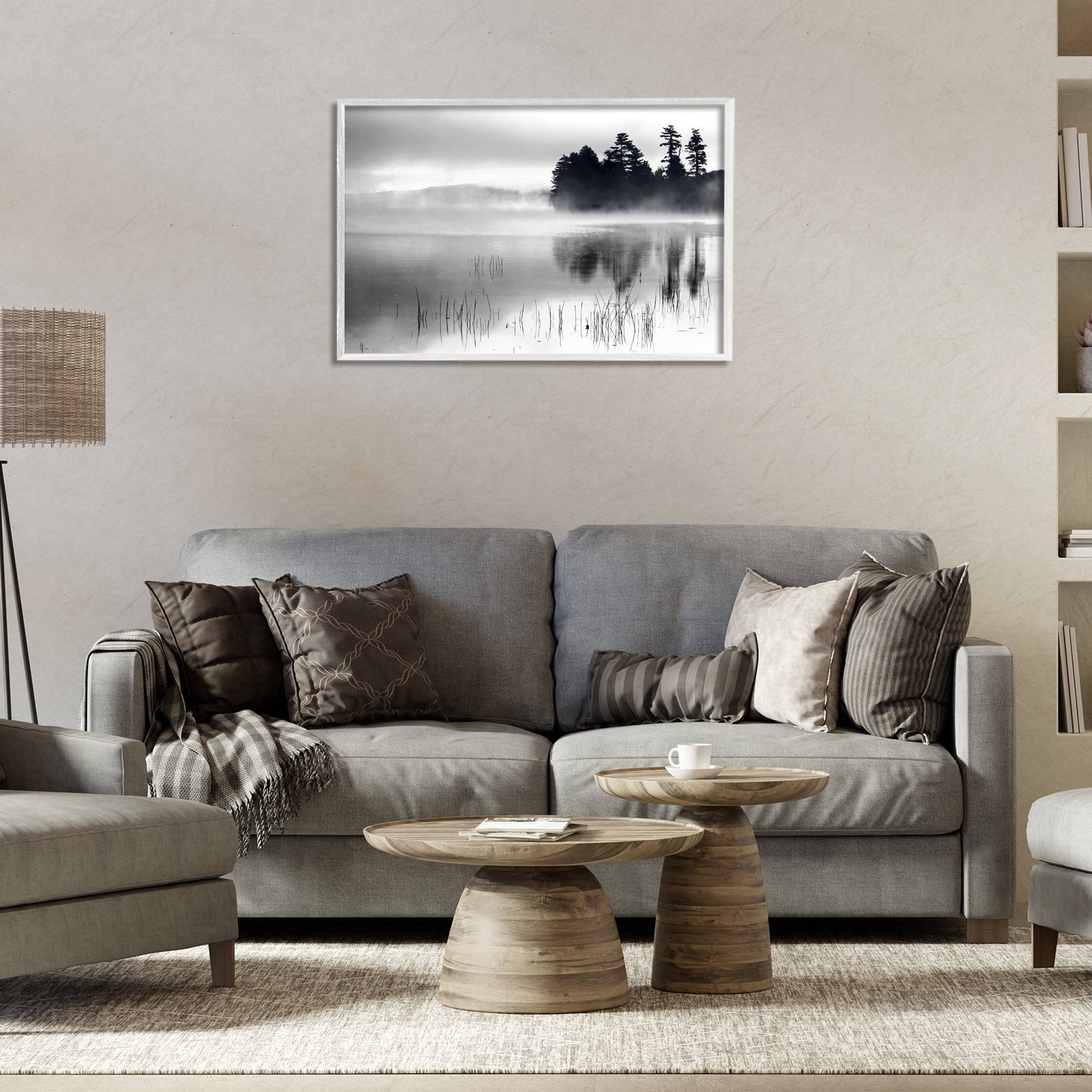 Stupell Industries Serene Lake Reflection Landscape Photography White Framed Art Print Wall Art, 30 x 20