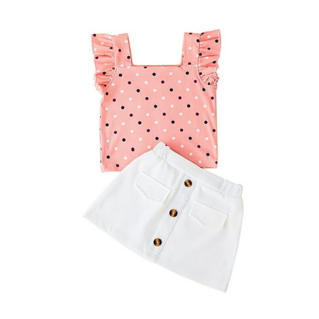 

Baby Girls Cotton Summer Spring Polka Dot Sleeveless Skirts Set Outfits Clothes Teen Clothes for Girls