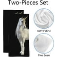 thumbnail image 2 of Coolnut Fingertip Hand Towels, Set of 2 Pcs Mythical White Unicorn Posing Absorbent Face Bath Towels for Bathroom Kitchen, 30"x15", 2 of 6