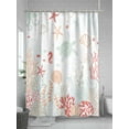 thumbnail image 5 of Shower Curtains Sea Turtle Shell Bath Curtain Coral Seaweed Starfish Jellyfish Red Waterproof Bathroom Shower Curtain Set with Hooks Decoration 72 x 72 Inches, 5 of 7