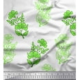 thumbnail image 1 of Soimoi Satin Silk Fabric Leaves & Floral Block Print Sewing Fabric Yard 42 Inch Wide, 1 of 3