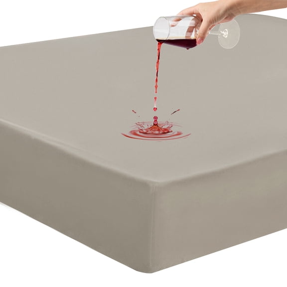 Unique Bargains 14" Deep Pocket Waterproof Solid Mattress Fitted Sheet Gray King