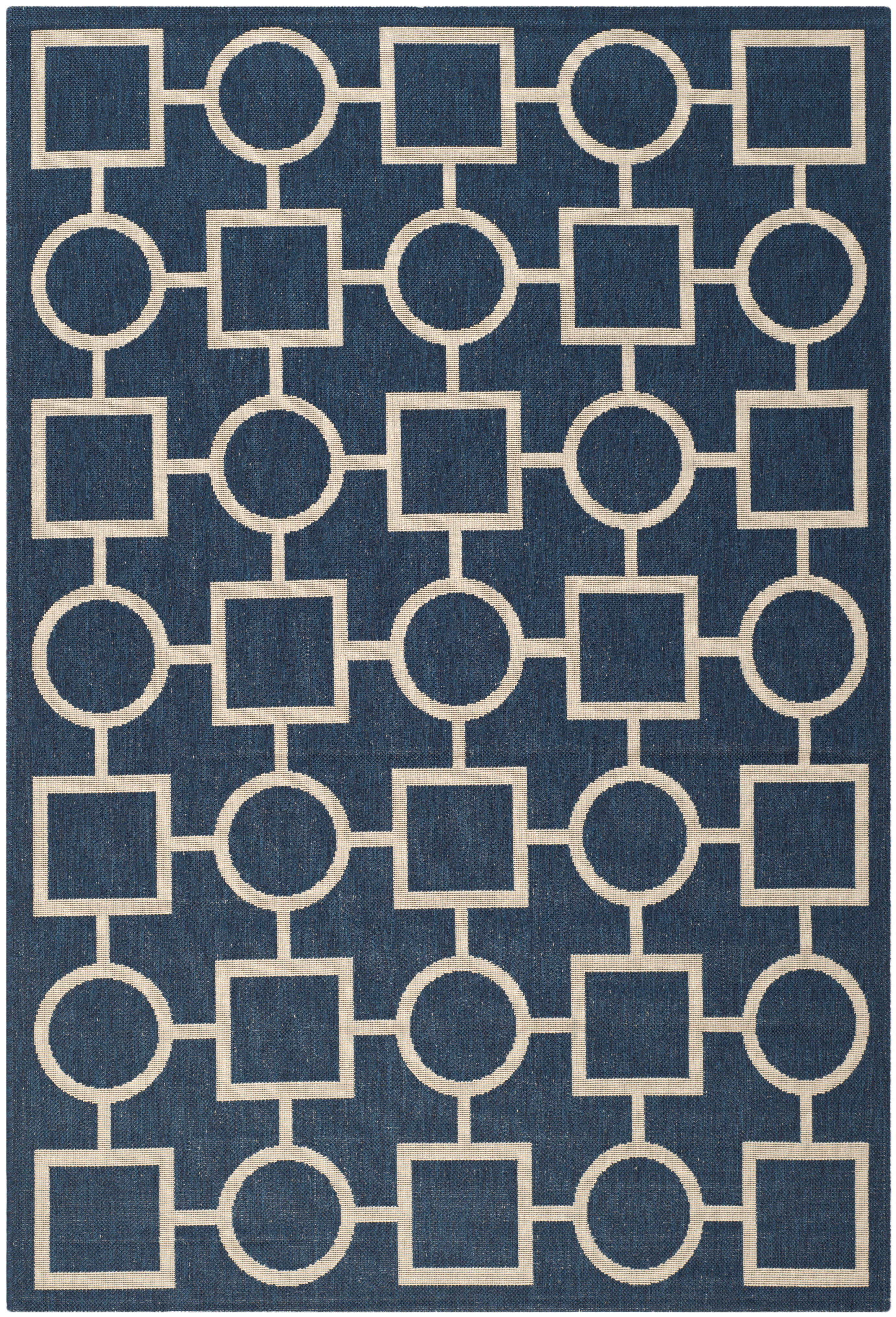 Safavieh Courtyard Archimedes Geometric Indoor/Outdoor Area Rug, Navy/Beige, 6'7" x 9'6"