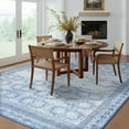 thumbnail image 5 of Wondo Floral Washable Rugs, 4x6 Area Rug for Living Room, Soft Large Boho Bedroom Rug, Botanical Non Slip Ultra Thin Floor Carpet for Dining Room Nursery Office, Light Blue, 5 of 7