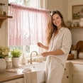 thumbnail image 4 of THOPBPRK Kitchen Cafe Curtains Rod Pocket Sheer Curtains Fresh Small Window Short Drapes Delicate Light Filtering Voile Valances for Bathroom Home Basement Window , 1Pack Beige, 4 of 7