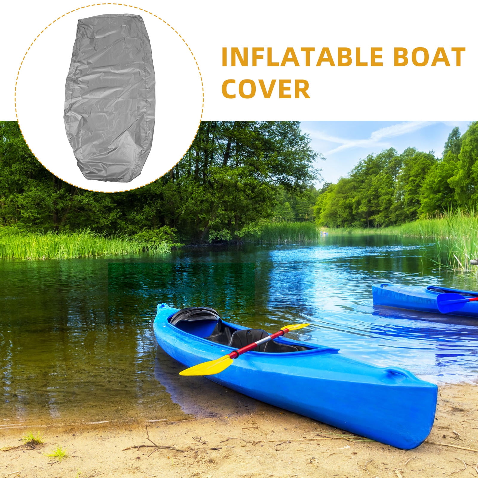 BESTYASH Grey Waterproof Kayak Protective Cover with Durable Rubber Fabric and Adjustable Buckles for Outdoor Use