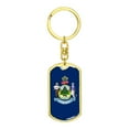 thumbnail image 4 of Maine State Flag Keychain Dog Tag Stainless Steel or 18k Gold, 4 of 16