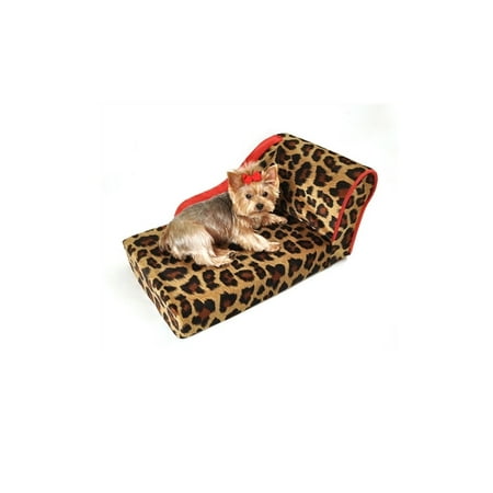 Leopard Chaise Lounge - Mirage Pet 500-088 Leopard with Sangria Trim Pet Chaise Lounge Bed