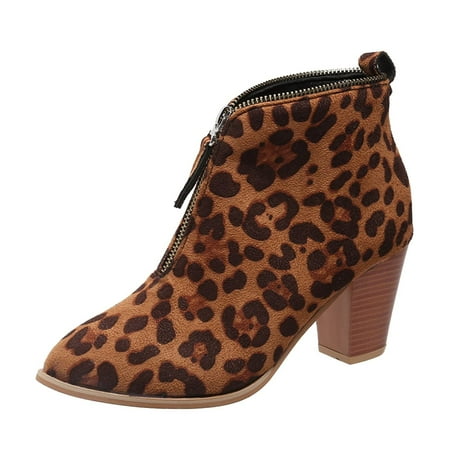 

Juebong Boots on Clearance 2023 Women s Zipper Booties Chunky Stacked Heel Ankle Boots Buckle Strap Ankle Boots Fashion Pointed Toe Fall Heeled Booties Shoes