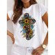 thumbnail image 1 of Camiseta básica con estampado de girasol para mujer, ropa informal con cuello redondo, suave al tacto, Harajuku, Y2K, 1 of 4