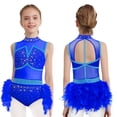 thumbnail image 1 of CHICTRY Justaucorps de Danse Ballet pour Filles Robe de Patinage Artistique Jupe Tutu à Plumes Costume de Performance sur Scène Bleu 14, 1 of 7