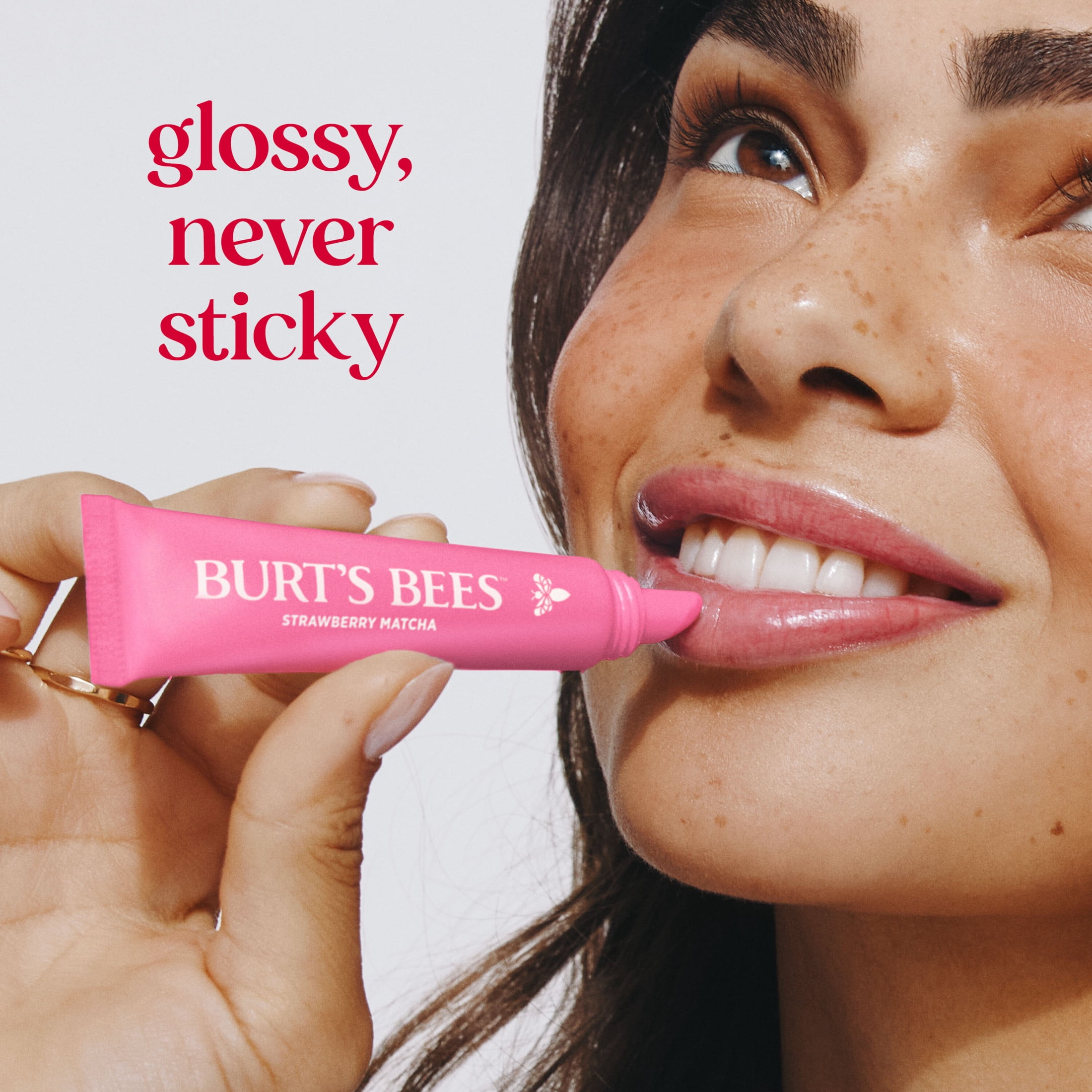 Burt's Bees 24-Hour Hydrating Tinted Glossy Lip Balm, Strawberry Matcha