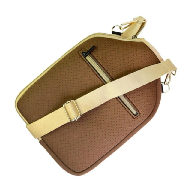 Decodeary Neoprene Paddle Cover Case with Shoulder Sleeve Storage White Strap Carrier Racket Brown 20x28cm