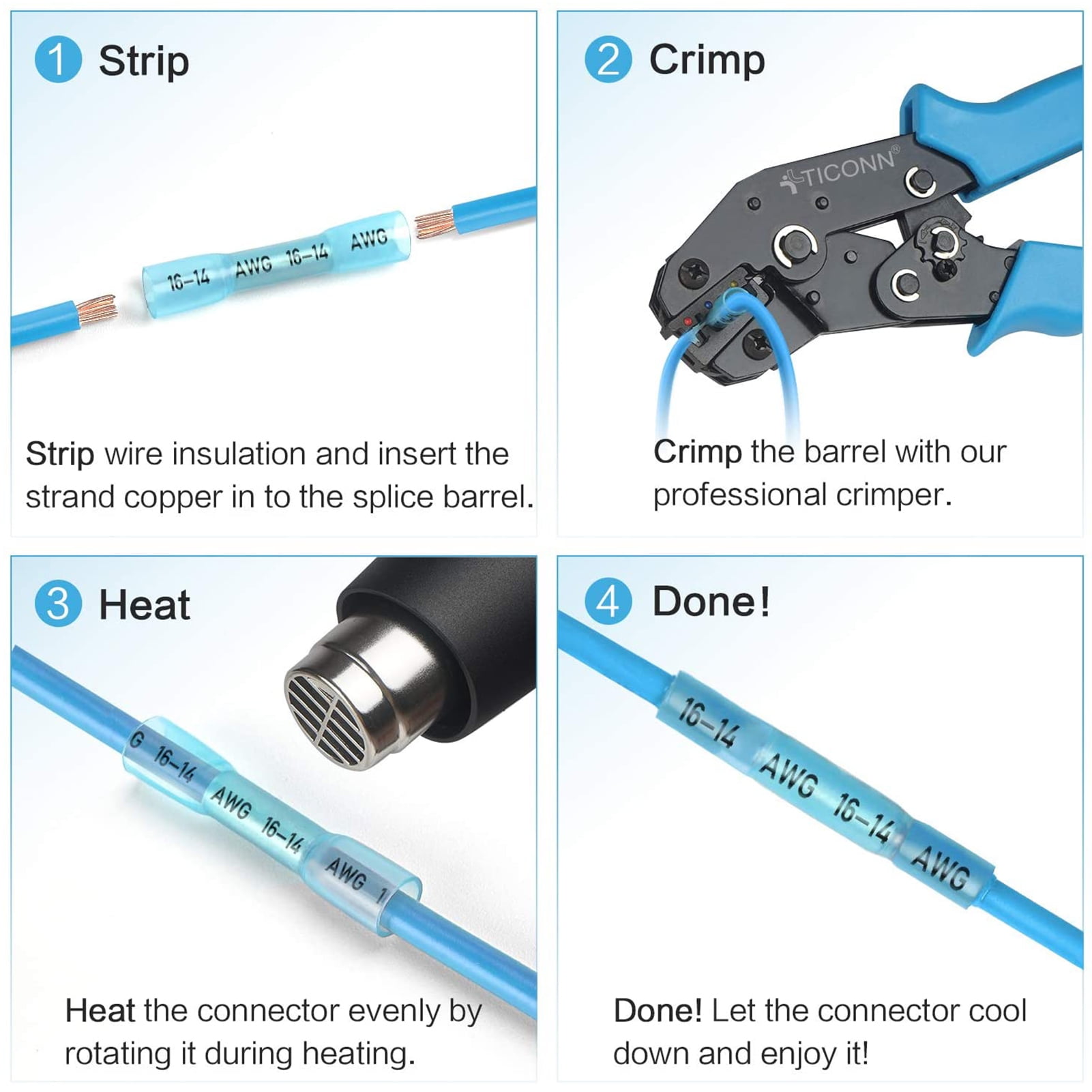 Use for Automotive X Supply Co 200 PC Blue Heat Shrink Heat-Activated Sealant Butt Splice Audio 16 14 Gauge Bulk Waterproof Electrical Terminals Marine Industrial Grade Insulated AWG Kit Use for Automotive X Supply Co 200 PC Blue Heat Shrink Heat-Activated Sealant Butt Splice Audio 16 14 Gauge Bulk Waterproof Electrical Terminals Marine Industrial Grade Insulated AWG Kit
