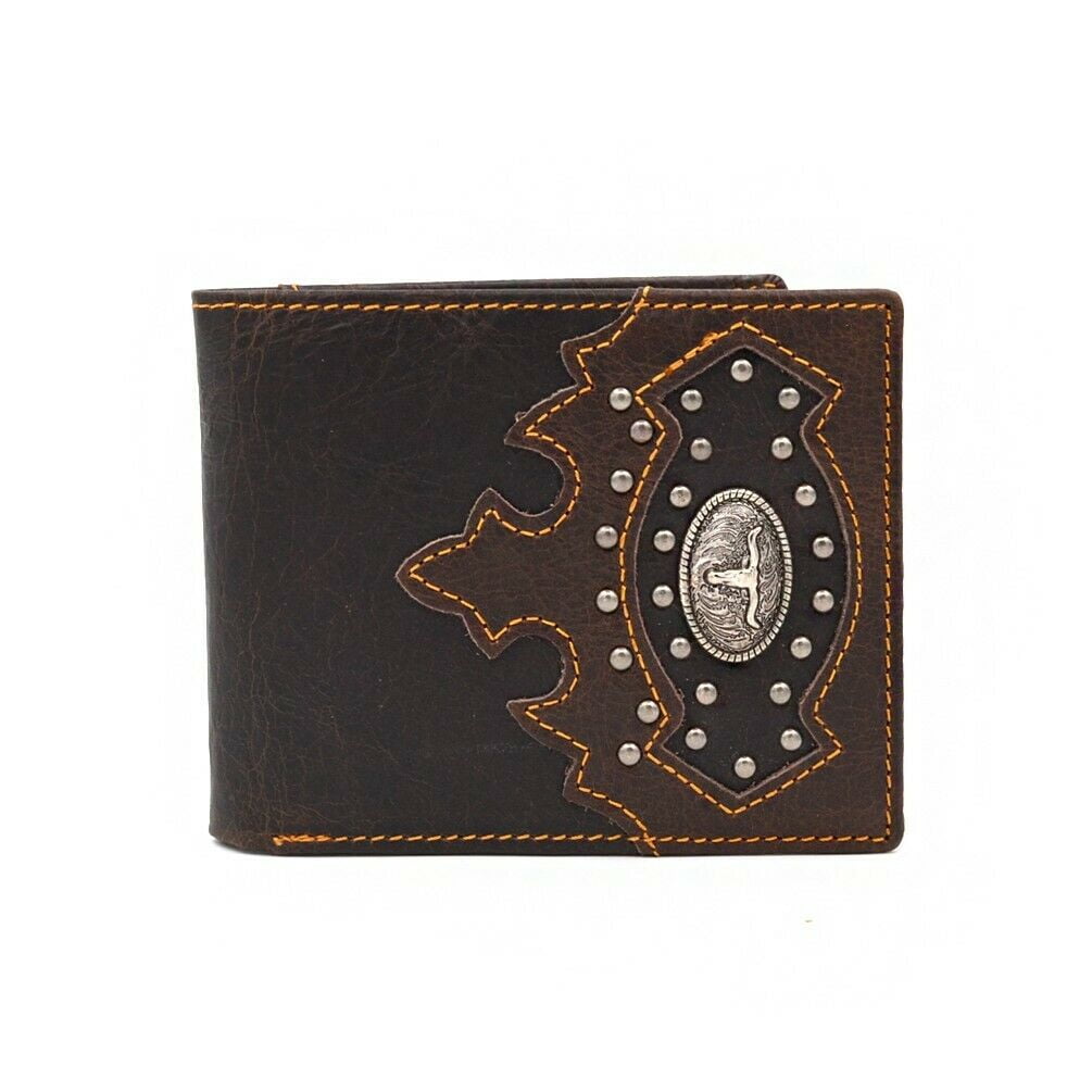 Janhooya - Mens Western Cowboy Wallet Genuine Leather Slim Bifold Wallets for Men Longhorn ...