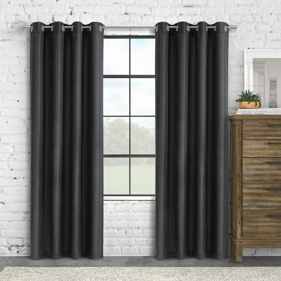 Loft Living Amora Light Filtering Grommet Indoor Curtain 52 x 84 in Charcoal