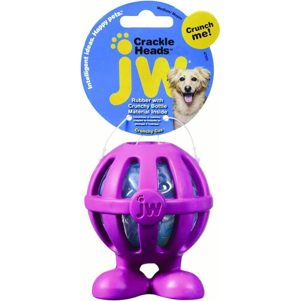 JW Pet Crackle Heads Crunchy Cuz Dog Toy, Medium
