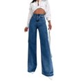 thumbnail image 1 of Vaqueros de pierna ancha for mujer, pantalones vaqueros holgados de cintura alta con botones, pantalones vaqueros informales de otoño Y2K con bolsillos, 1 of 6