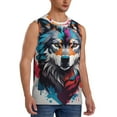 thumbnail image 2 of Balery Tie-Dye Wolf Head Camisetas sin mangas para hombre, absorbe la humedad y protege contra el mal olor.-X-Large, 2 of 7