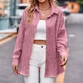 thumbnail image 2 of Women’s Casual Long Sleeve Button Down Corduroy Shirt, Loose Fit Lapel Collar Blouse Top for Spring Fall Outfits, 2 of 5