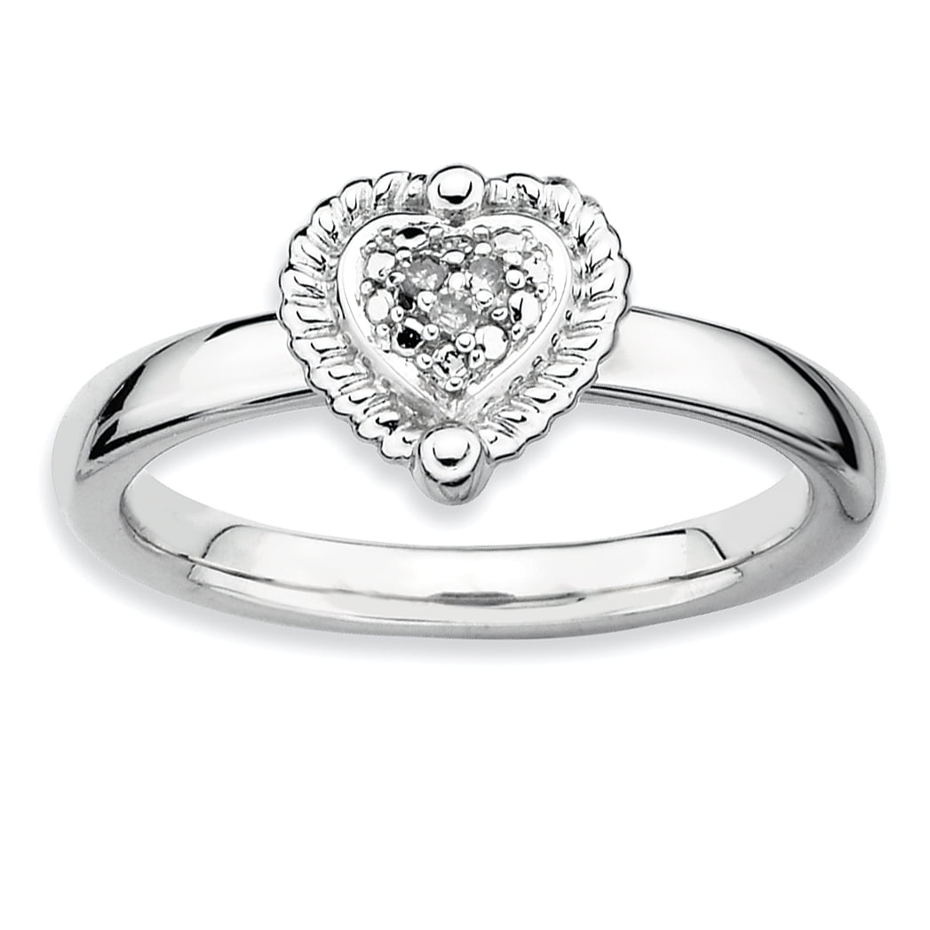 Sterling Silver Heart Diamond Ring - Walmart.com