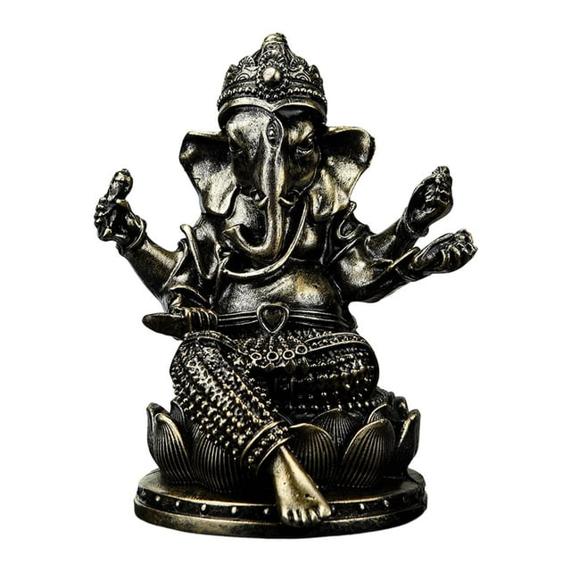Lord Ganesha Estatua Ornamentada de Resina Figura Meditativa Esculpida a Mano Escultura Budista Portátil Artículo de Colección Vintage Adecuada para R Bronce 85 x 7 x 105 cm