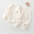 thumbnail image 2 of Ulanda Baby Wrap Top High Waist Pants Set Snap Crotch Long Sleeve Cute Print (Green, 18-24 Months), 2 of 7