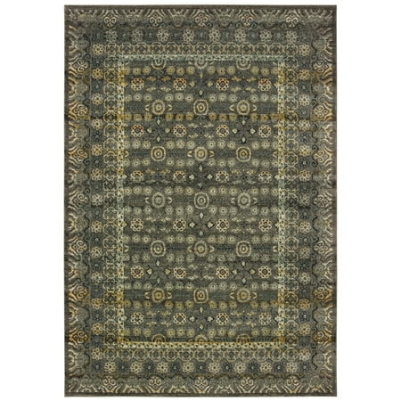 Vine Dot - Moretti Klein Area Rugs - 507N7 Contemporary Grey Dotted Bulbs Vines Iris Rug