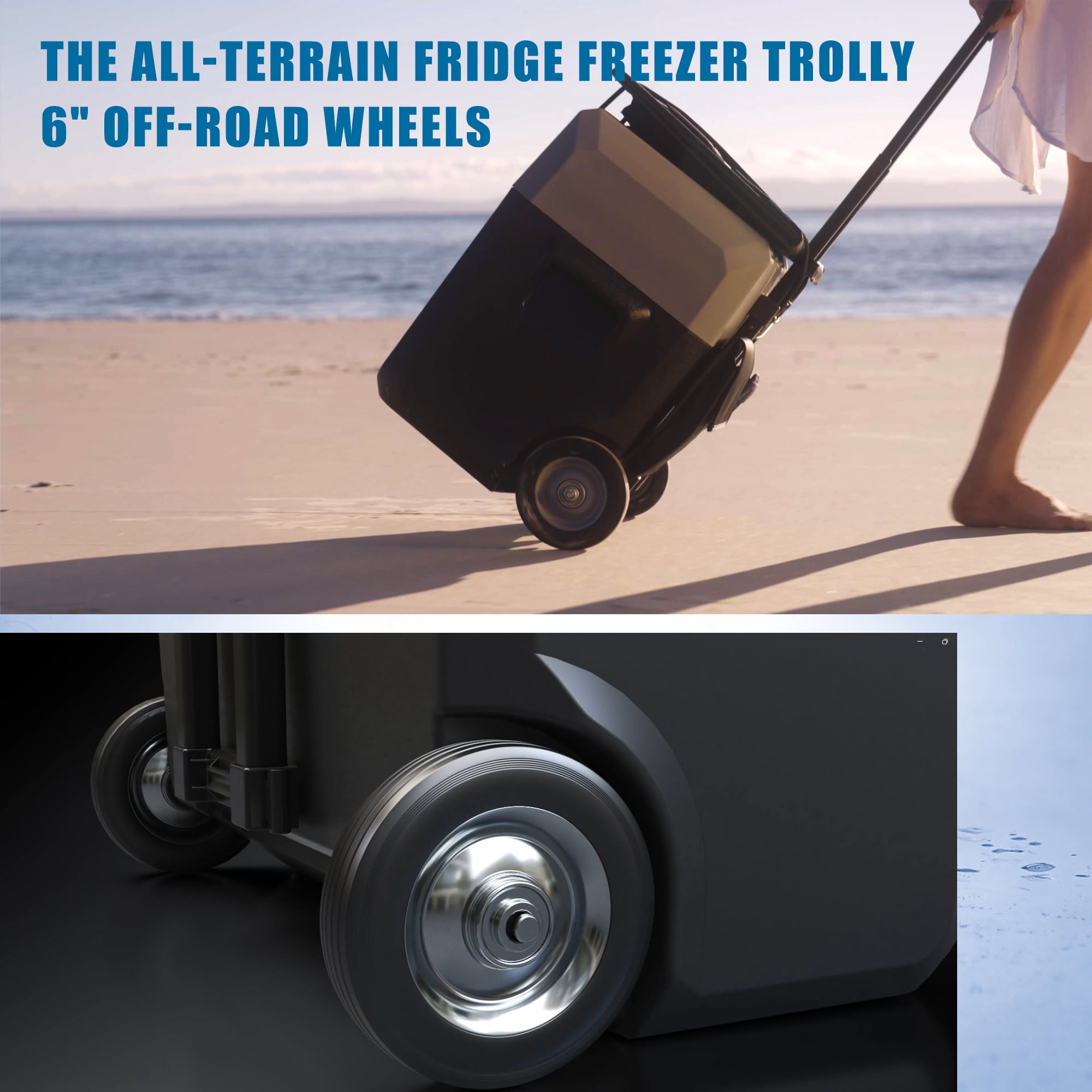 Portable Car Refrigerator 12 Volt Refrigerator With 6" Off-Road Wheels 52QT/50L APP Control Electric Cooler For Car Camping