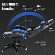 Bigzzia Gaming Chair Pu Leather Office Chair with Ergonomic Lumbar Pillow, Reclining Racing Game Chair Backrest and Seat Height Adjustable Swivel Recliner,Esports Chair with Headrest,Blue