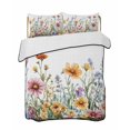 thumbnail image 2 of Quilts Twin XL Size, Spring Floral Soft Comforter Bedding Set for Bed, Yellow Pink Flowers Watercolor Farmhouse Lightweight Quilted Bedspread with Pillow Cover(2 Pieces) for All Season, 68x98 Inch, 2 of 6