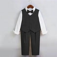 thumbnail image 4 of YUSIM Boys Dress Suit Sets 3 Piece- Bow Tie+Button Vest+Formal Pants Kids Outfit Sets Black Size 8, 4 of 7