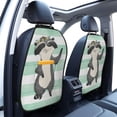 thumbnail image 3 of Naloa Cute Raccoon 2Pcs Anti-Kick Back Seat Cover Kick Mat, Car Seat Protector with 3 Storage Pockets, 3 of 8