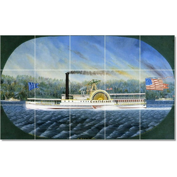 Ceramic Tile Mural-James Bard Ships Tile Mural Contemporary Renovations. 21.25" w x 12.75" h using (15) 4.25 x 4.25 ceramic tiles